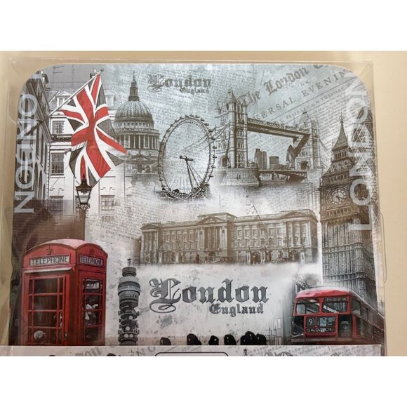 The Leonardo Collection London England Heat-Resistant Laminated Coasters 4 Pack - Picture 3 of 4